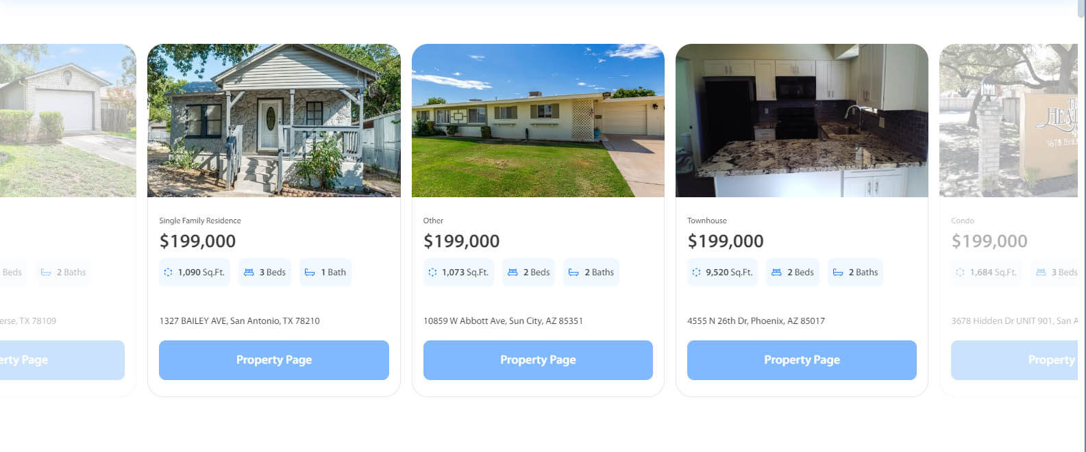 Listings of properties