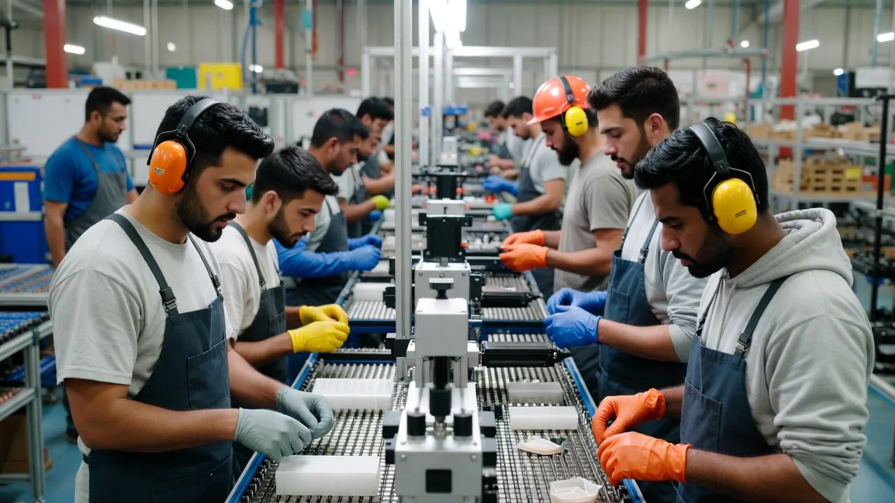 assembly line workers